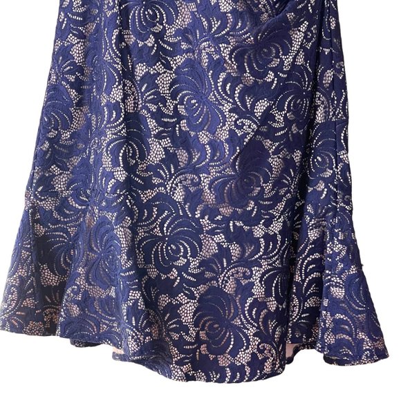 Eliza J Lace Cocktail Dress, Navy Blue, Size 16 - Picture 4 of 5